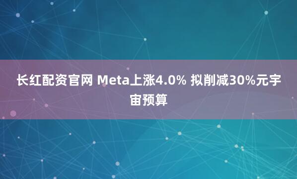 长红配资官网 Meta上涨4.0% 拟削减30%元宇宙预算