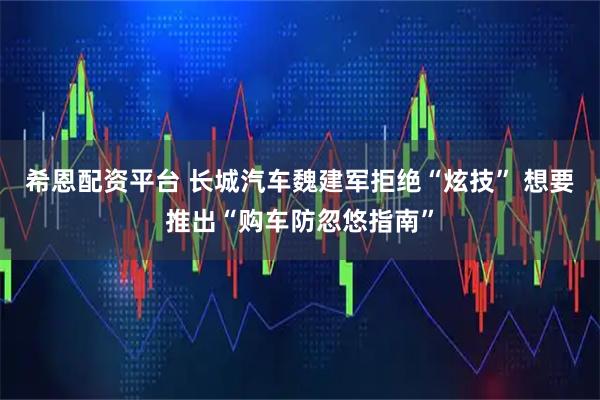 希恩配资平台 长城汽车魏建军拒绝“炫技” 想要推出“购车防忽悠指南”